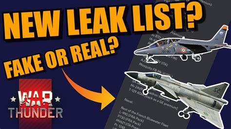 war thunder leaks|Leak List